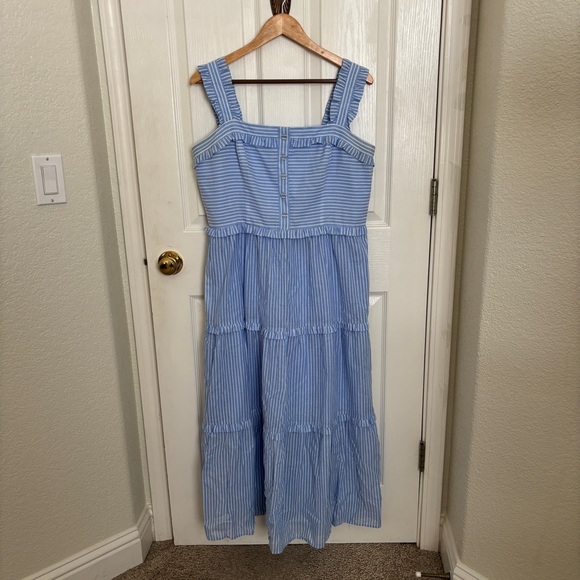 Gal Meets Glam Dresses & Skirts - Gal Meets Glam Courtney Blue and White Tiered Striped Dress Size 14